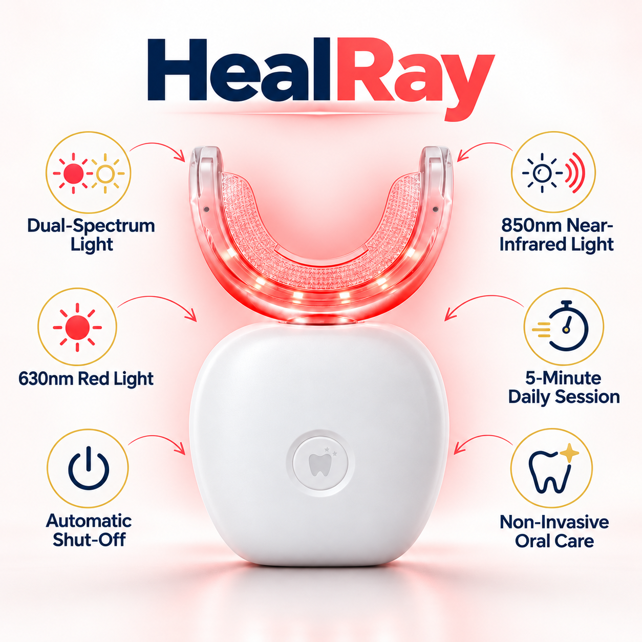 HealRay dual-spectrum red light oral care device